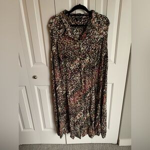 J.B.S. Women Vintage 90s Multicolor Floral Button Up Collared Dress